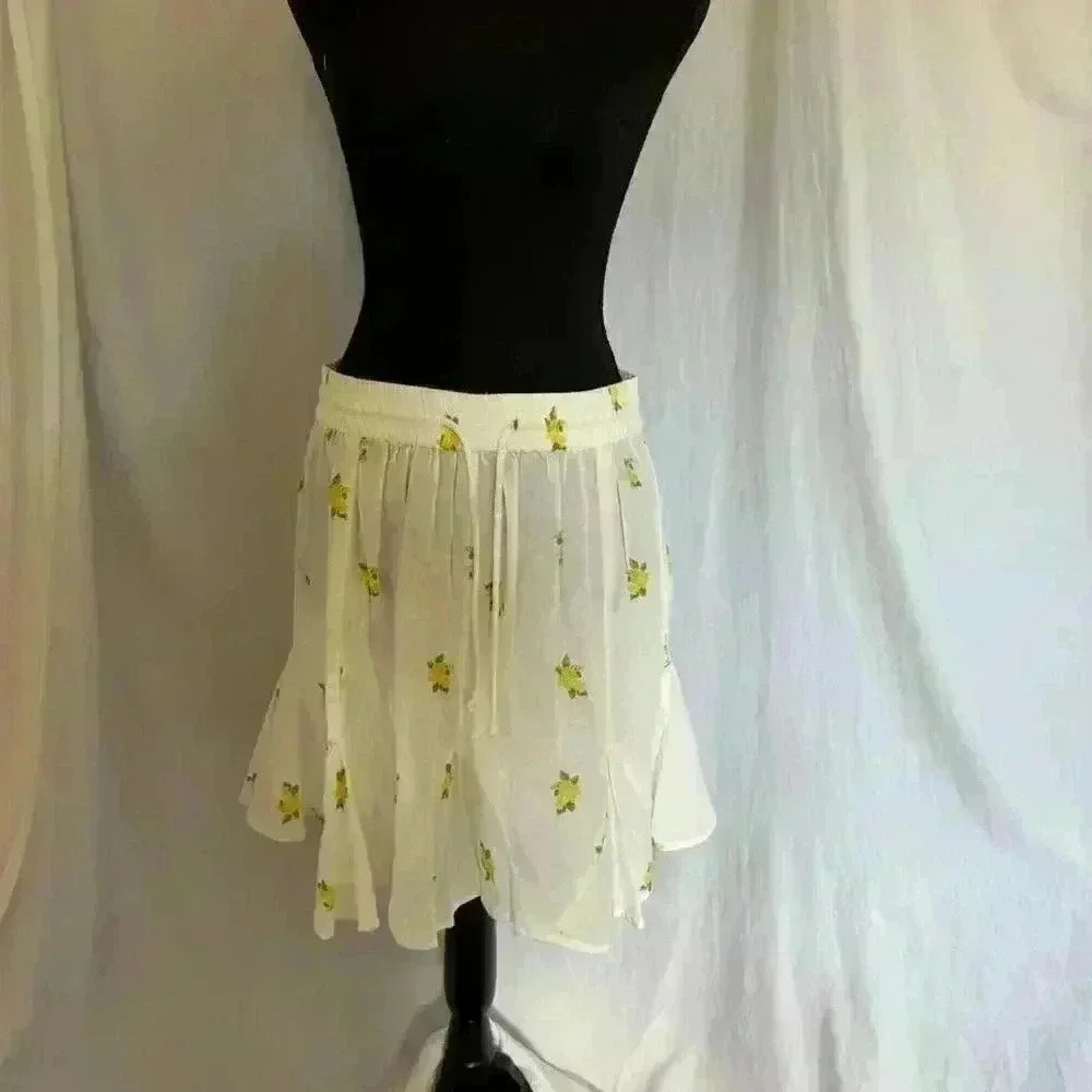 White floral mini skirt Vero Moda women’s large cottagecore summer romantic - Picture 2 of 8